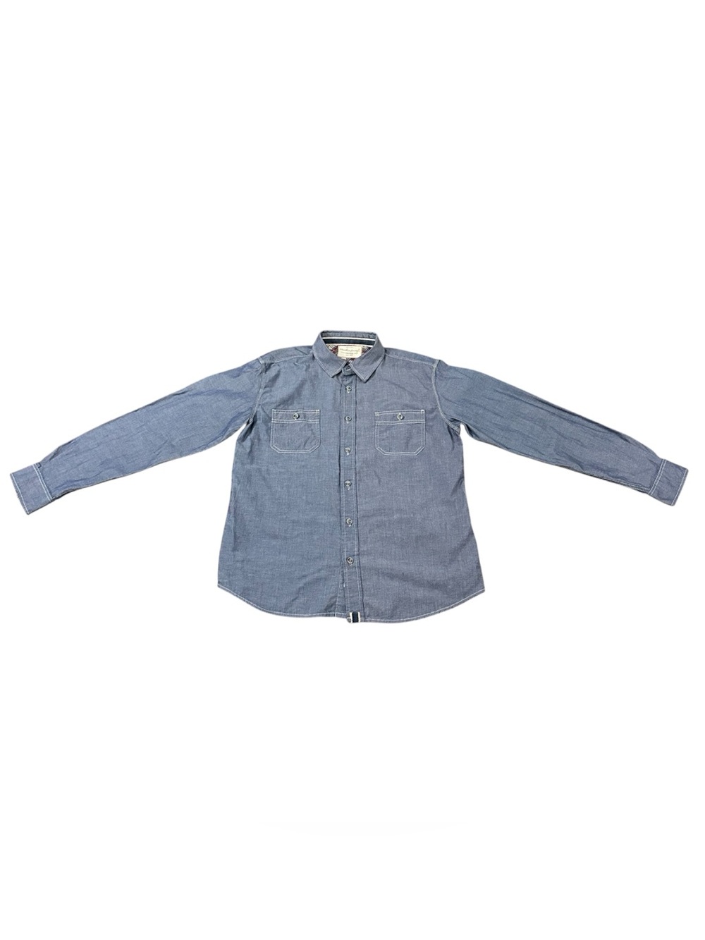 Weatherproof Vintage Men’s Large Blue Chambray Button Down Shirt Long Sleeve